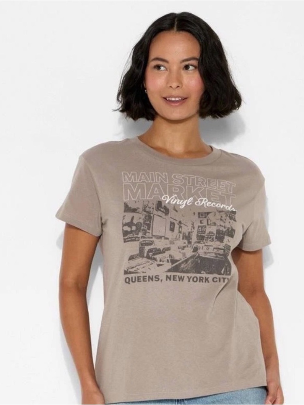 Women’s Main Street Market Vinyl Records Graphic Tee by Doe- Medium (8-10) NWT
